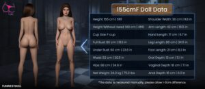 Параметры тела funwestdoll 155 см бюст f