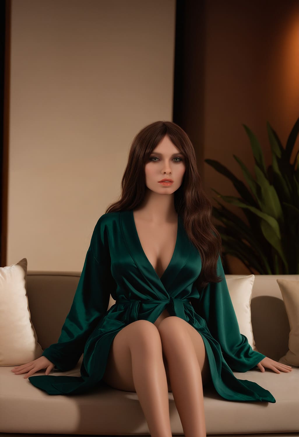 Секс-кукла carmen - фото 1 | lovedoll Секс-кукла carmen сидит в зеленом халате