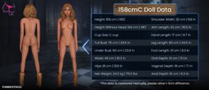 Параметри тіла funwestdoll 158 см бюст c