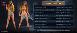 Параметри тіла funwestdoll 170 см бюст c